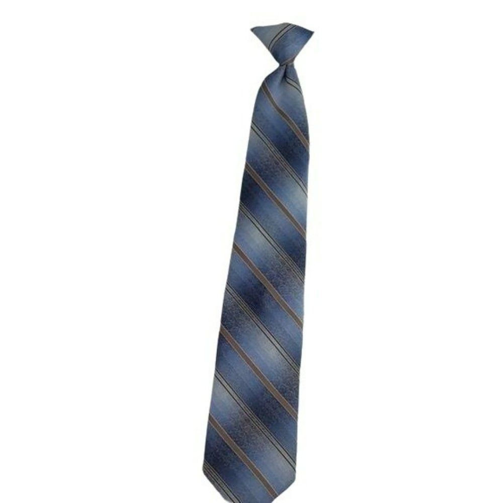 Wembley Boys Wash‎ and Wear Blue Striped Clip On Neck Tie